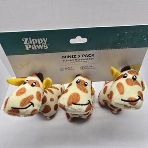 ZippyPaws Miniz 3-Pack Squeaky Plush Dog Toy - Orange and White